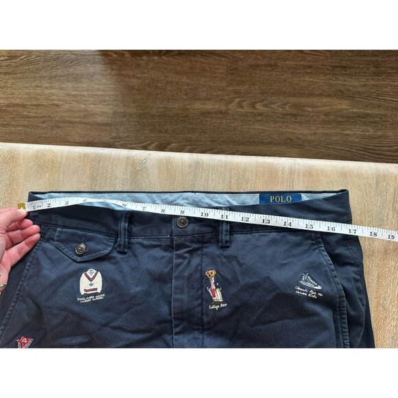 Polo Ralph Lauren Navy Blue Embroidered College Bear Straight Stretch Fit 32X30 - Picture 7 of 12